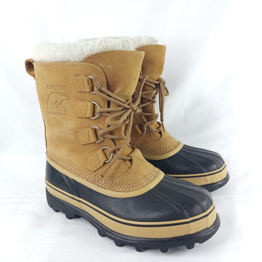 Sorel Womens Caribou Snow Boots Size 9 Brown Leather Waterproof Winter Boots